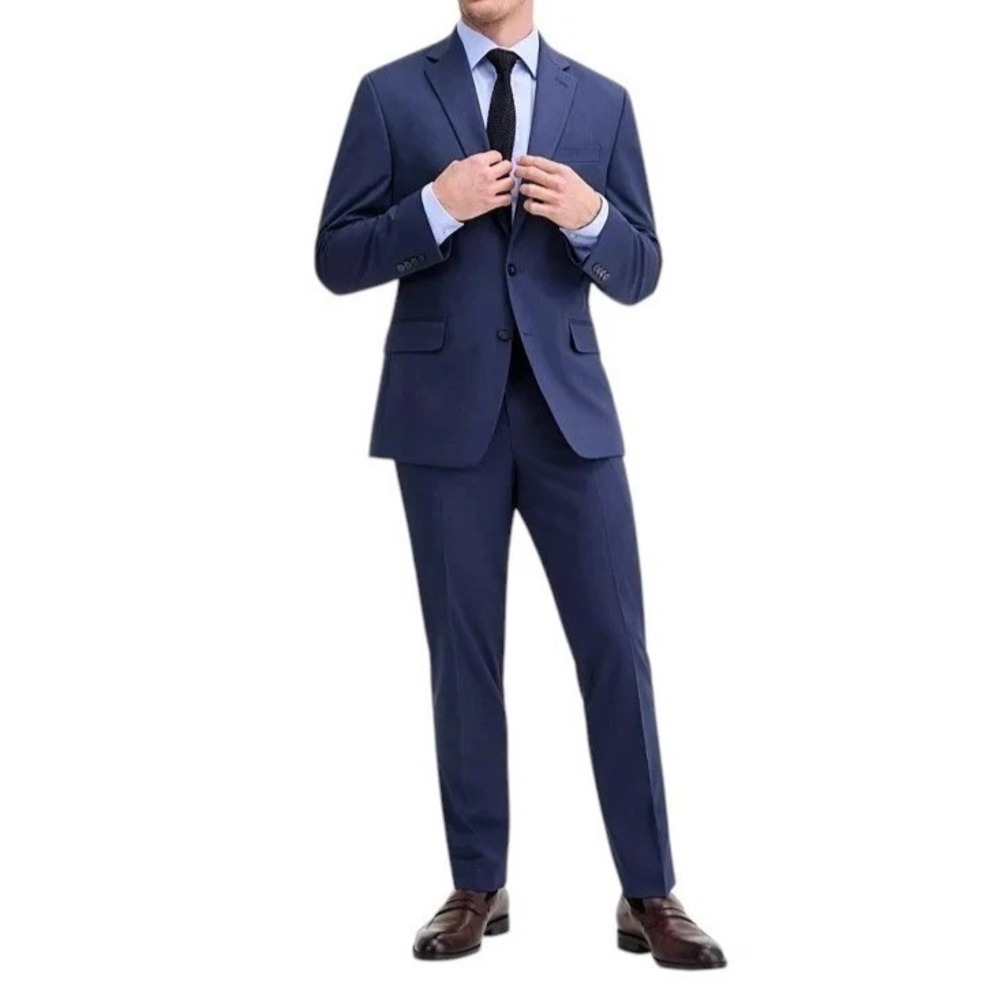 Izod Mens Classic fit 2-pc Suit 36S Pants 29W 30L Blue Solid Stretch